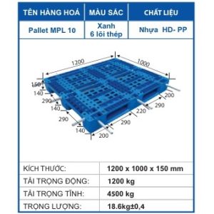 Pallet MPL 10 Xanh 6 lõi thép