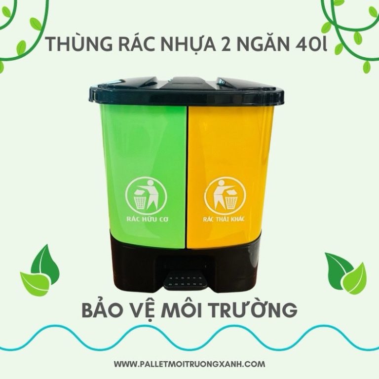 Thùng rác nhựa 2 ngăn 40L
